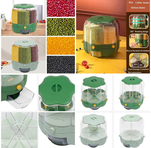 Food Storage Container Rotatable Tank Grain Box Kitchen Storage Organization