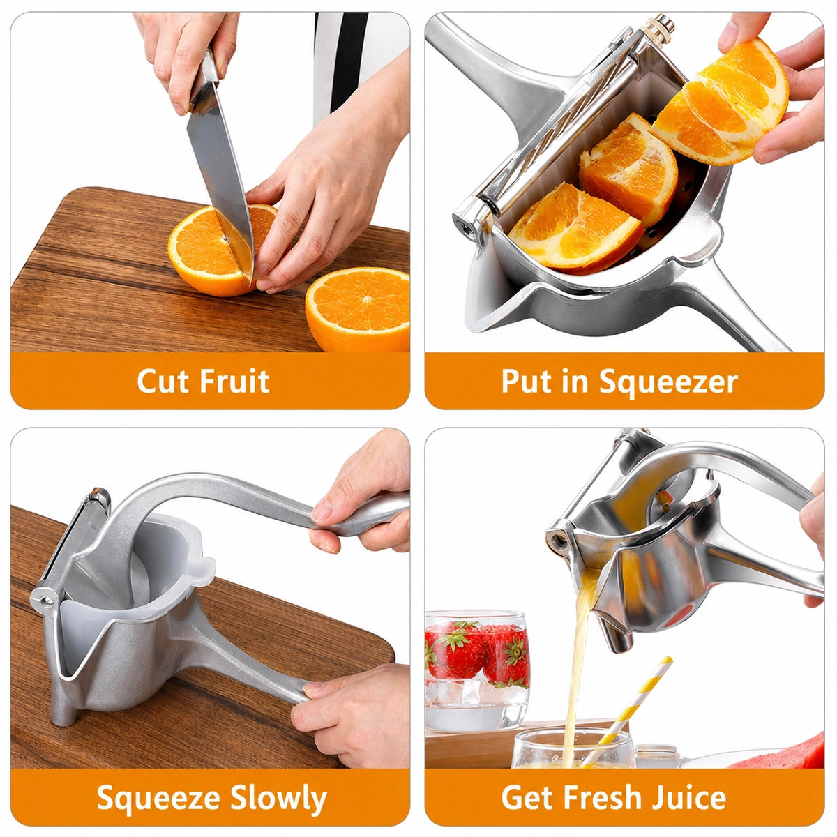 Stainless Steel Lemon & Orange Clip Handheld Fruit Juicer