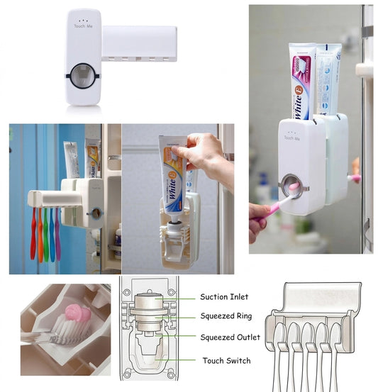 Automatic Toothpaste Dispenser With Toothbrush Holder Wall