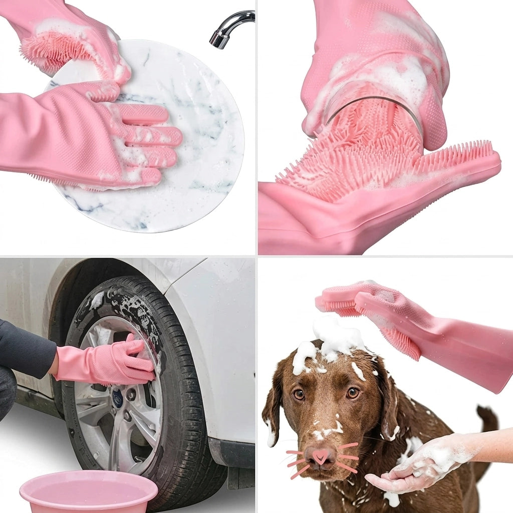 Silicone Dishwashing & Cleaning Pair Gloves