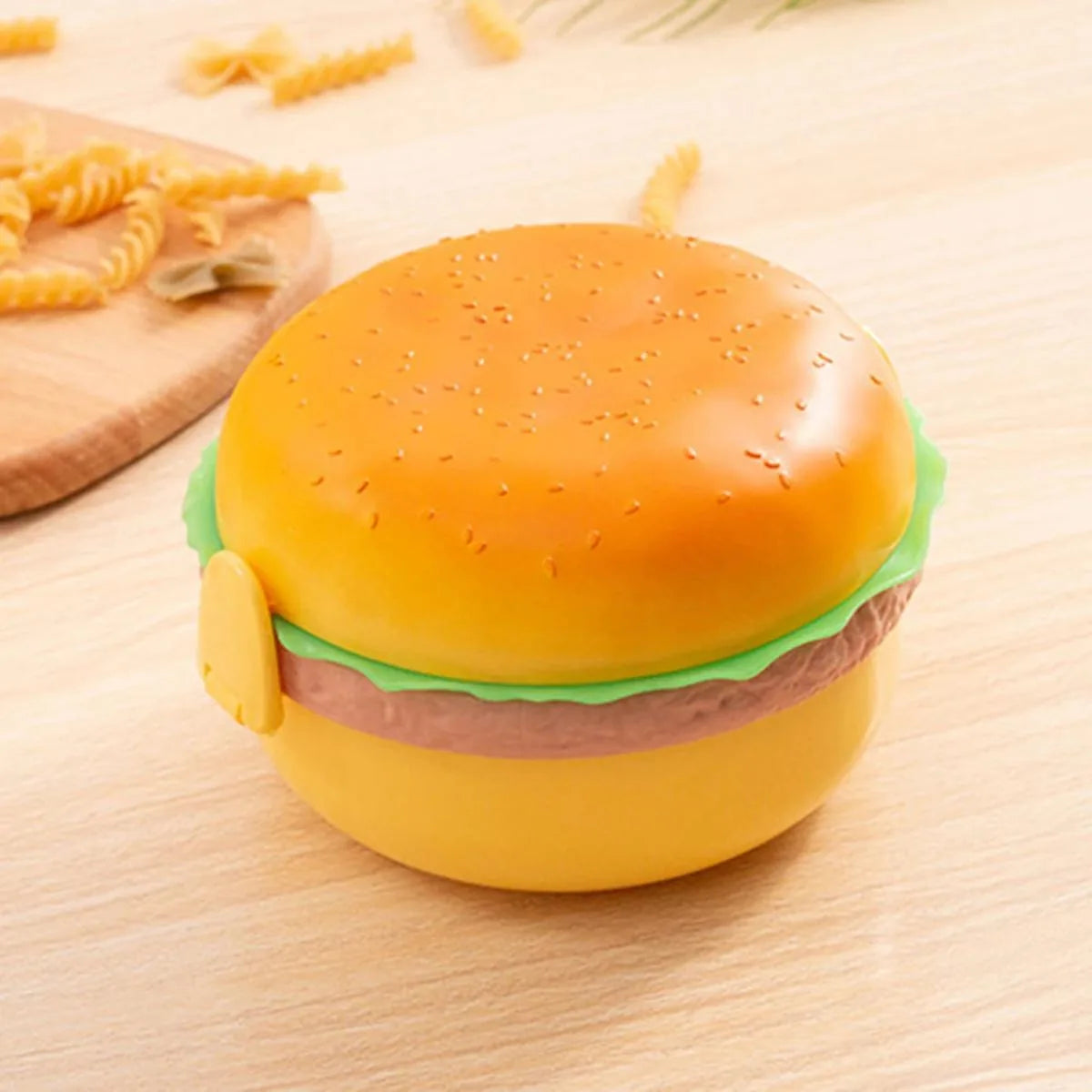 Burger-Shaped Lunch Box with Secure Side Lock | Cute Food Storage Container For Kids.