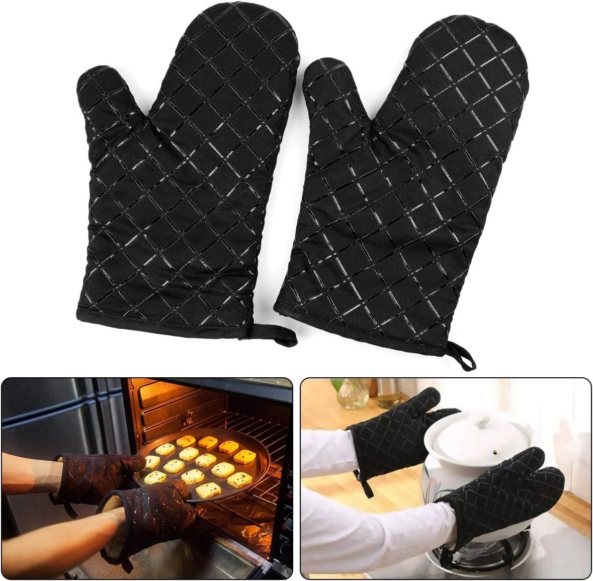 Premium Heat Resistant Oven Mitts 2Pcs Extra Long Kitchen Gloves For Baking