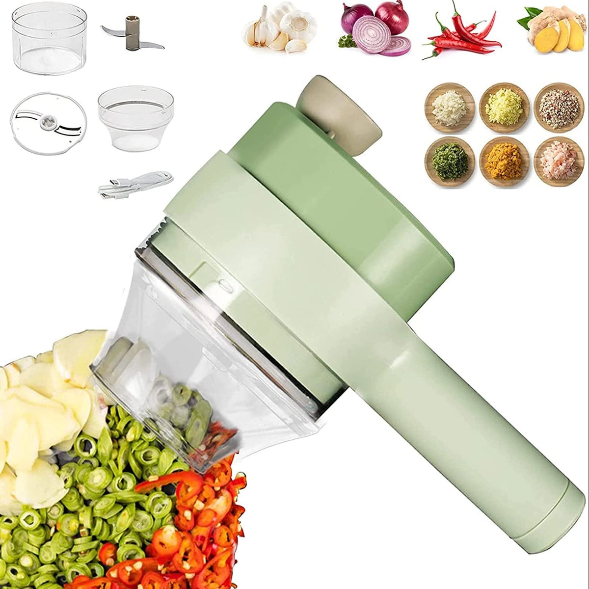 Electric Handheld Vegetable Cutter Slicer Multifunctional Food Chopper