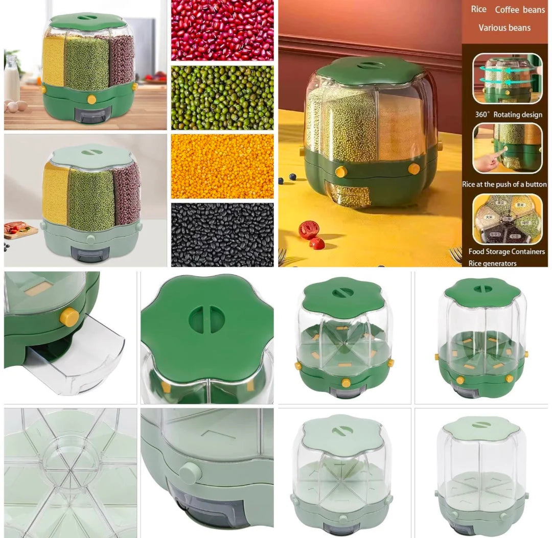 Food Storage Container Rotatable Tank Grain Box Kitchen Storage Organization