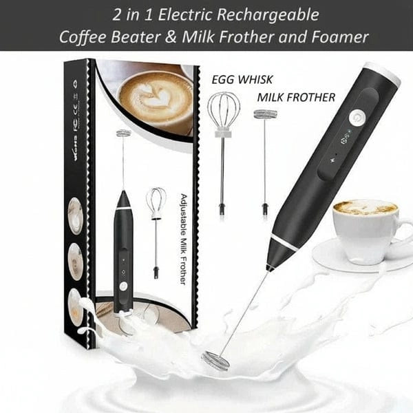 2 In 1 Electric Coffee Beater - Milk Frother And Egg Whisk