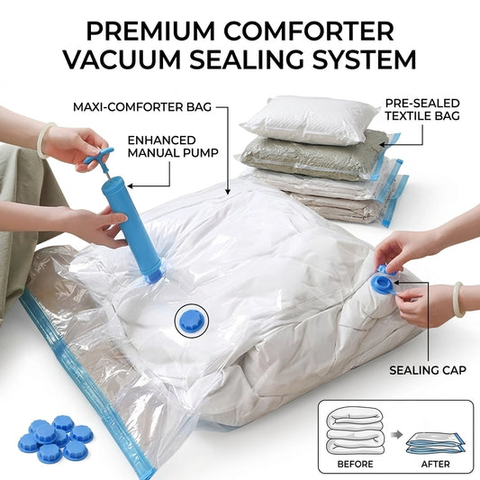 5Pcs Vacuum Seal Storage Bags With Pump
