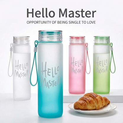 Hello Master 480ml Frosted Glass Water Bottle