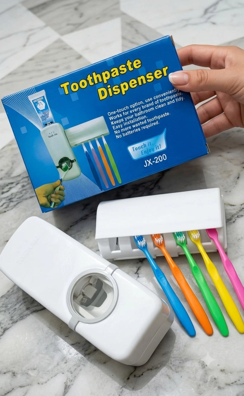 Automatic Toothpaste Dispenser With Toothbrush Holder Wall