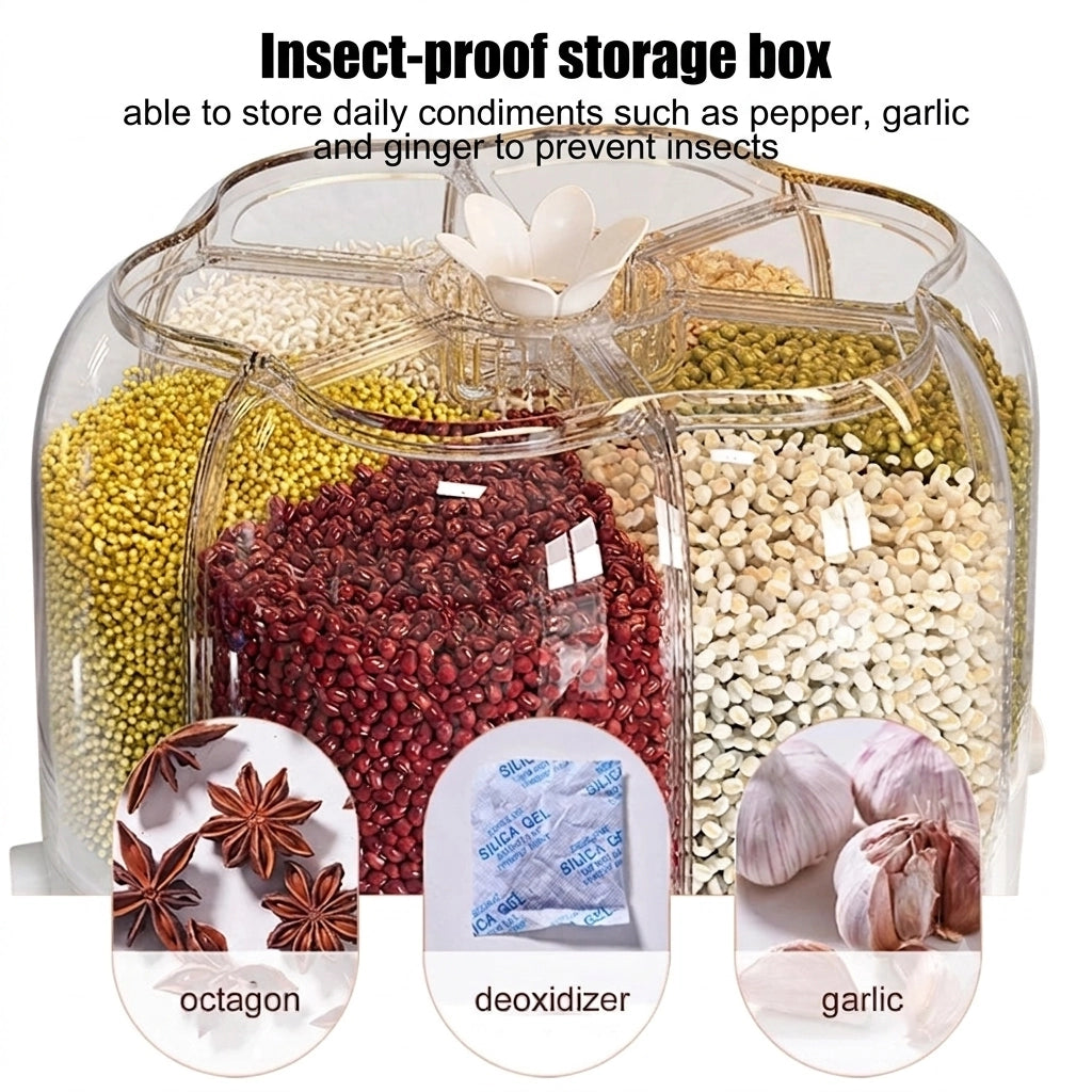 Food Storage Container Rotatable Tank Grain Box Kitchen Storage Organization
