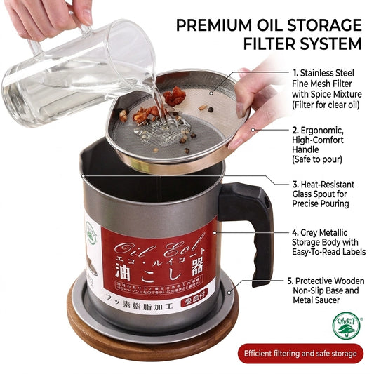Oil Filter Pot 1.4L | Oil Strainer For Kitchen