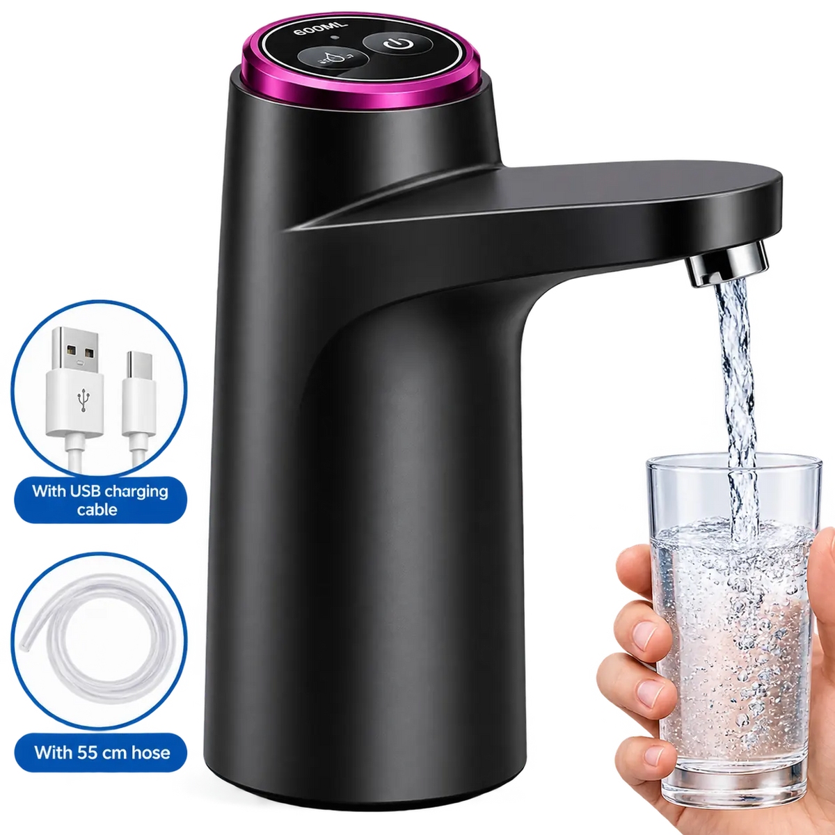 USB Rechargeable Electric Water Dispenser Pump – Portable Automatic Bottle Water Pump