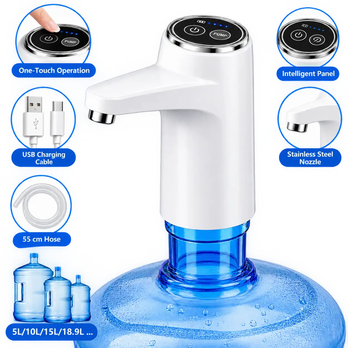 USB Rechargeable Electric Water Dispenser Pump – Portable Automatic Bottle Water Pump